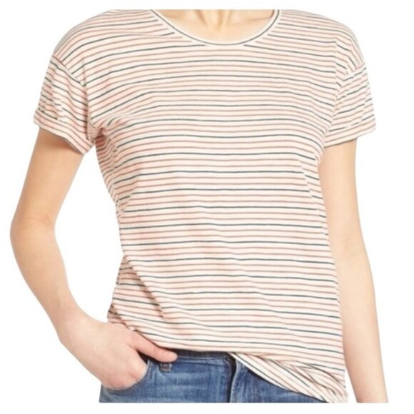 Madewell Striped Red White & Blue Pullover Short Sleeved T-shirt Size Small - Picture 1 of 8